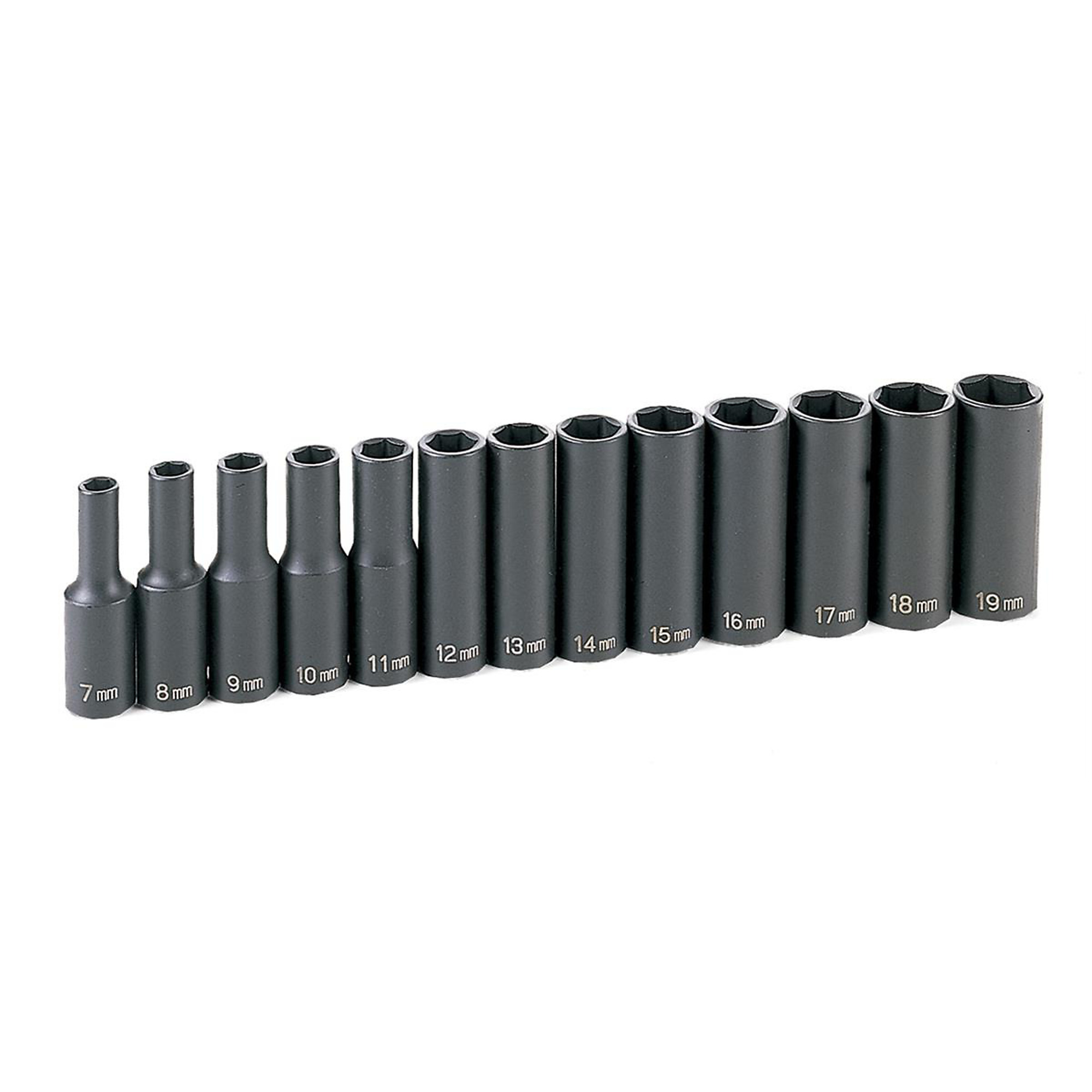 Grey Pneumatic Deep Metric Socket Set — 13-Pc., 3/8in. Drive, Chrome-Molybdenum Steel, Model# GRE1213MD
